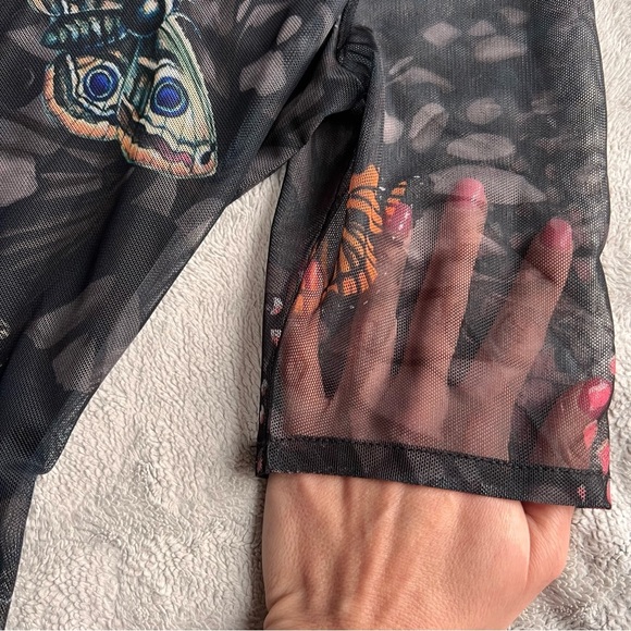 NWT Desigual Slim Knee-Length Mesh Butterfly Print Art-to-Wear Dress Black - Picture 9 of 17
